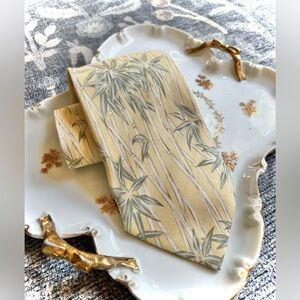 Tommy Bahama Yellow Cream and Green Tie Bamboo Print Tie